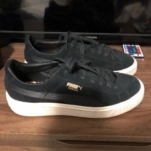 puma black platform sneakers